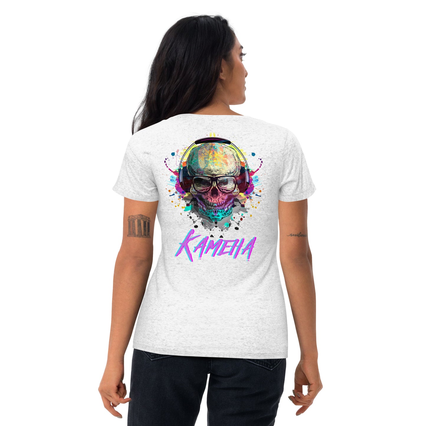 Kameha Skull & Headphones Unisex Tri-blend T-shirt