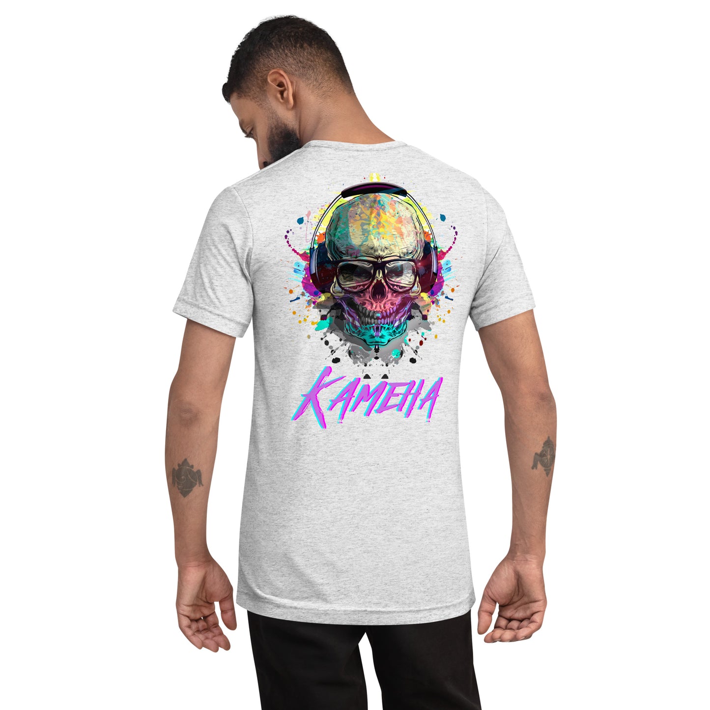 Kameha Skull & Headphones Unisex Tri-blend T-shirt